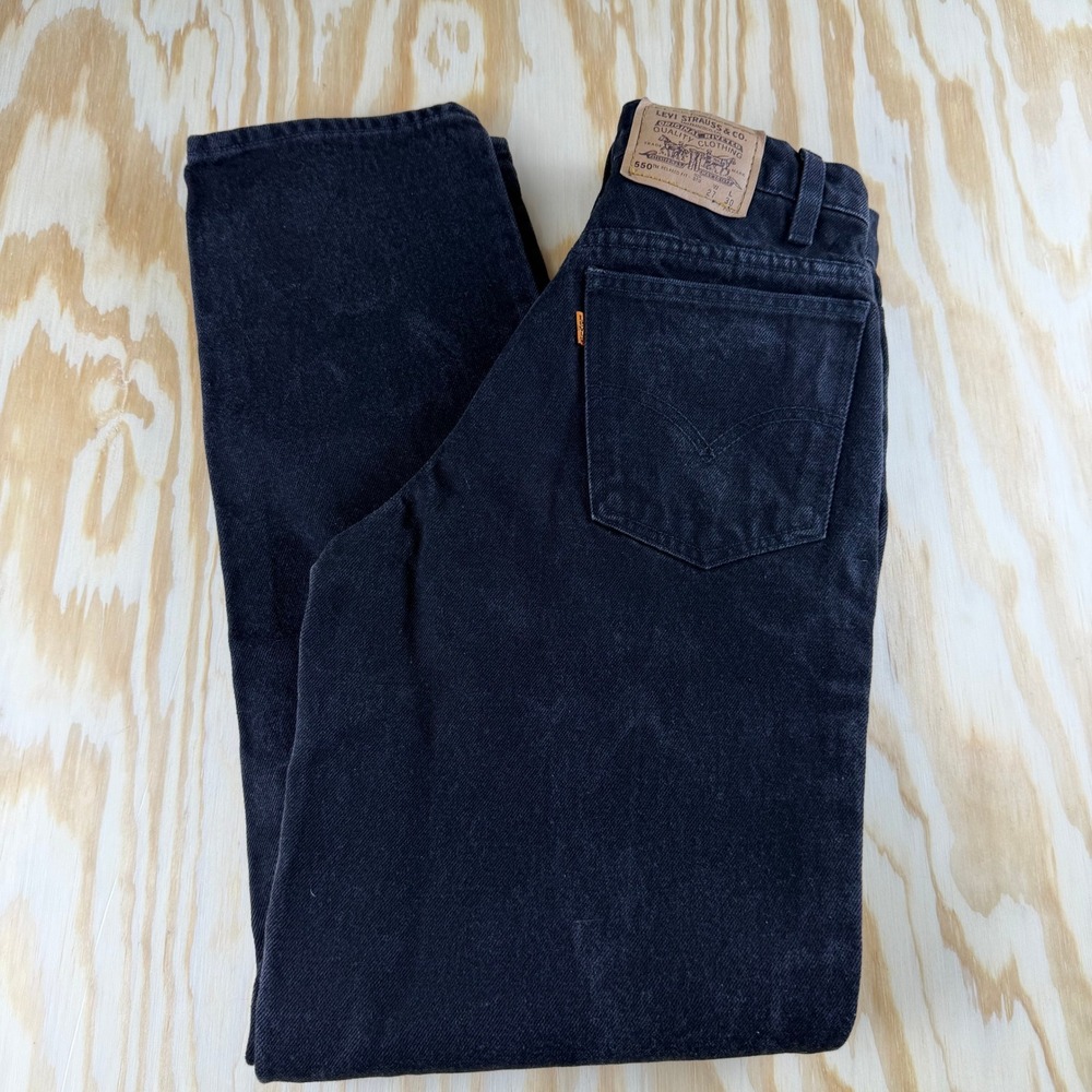 Levis 550 Relaxed Fit Student Jeans Orange Tab Faded Black 27x30 Vintage 90s